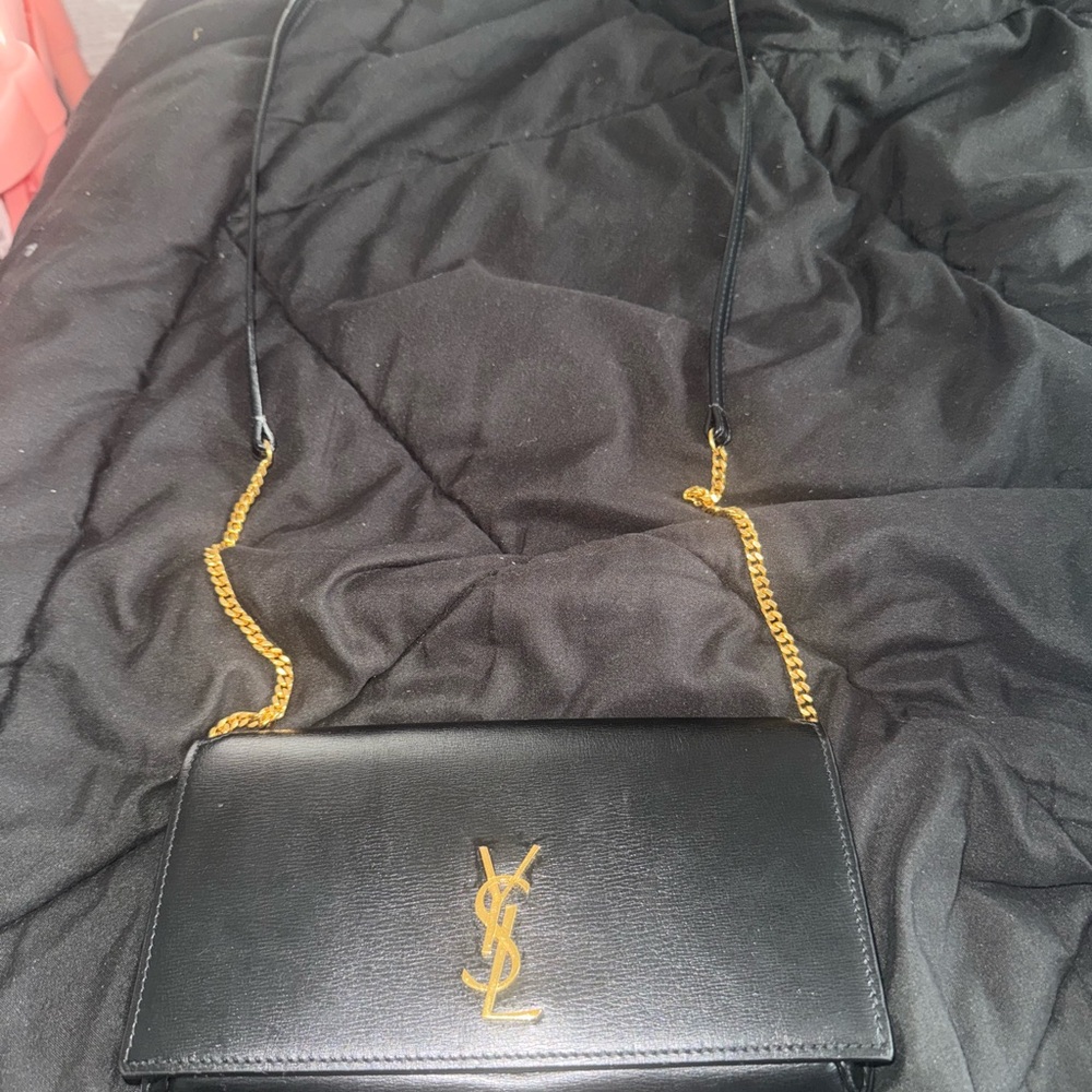 Yves Saint Laurent Black and Gold Crossbody Bag